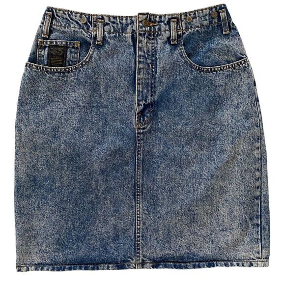 Vintage Weathered Blues Acid Wash Mini Skirt - Picture 1 of 6